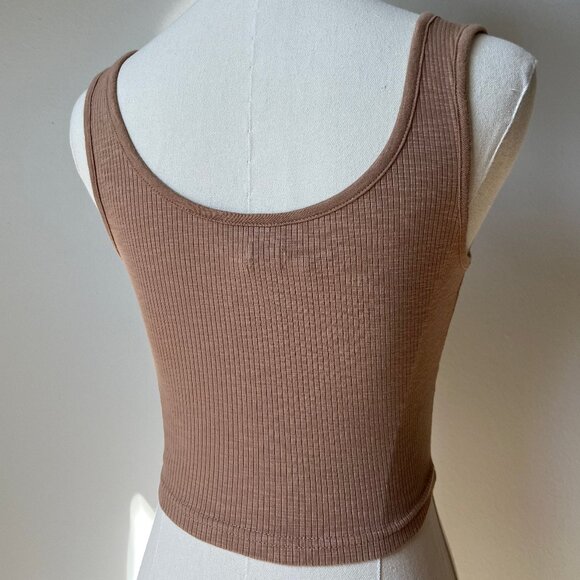 NWT Aerie Corset Ribbed Cropped Tank Top in Camel - Picture 3 of 6